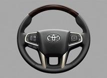 Leather wrap steering wheel with wood finish