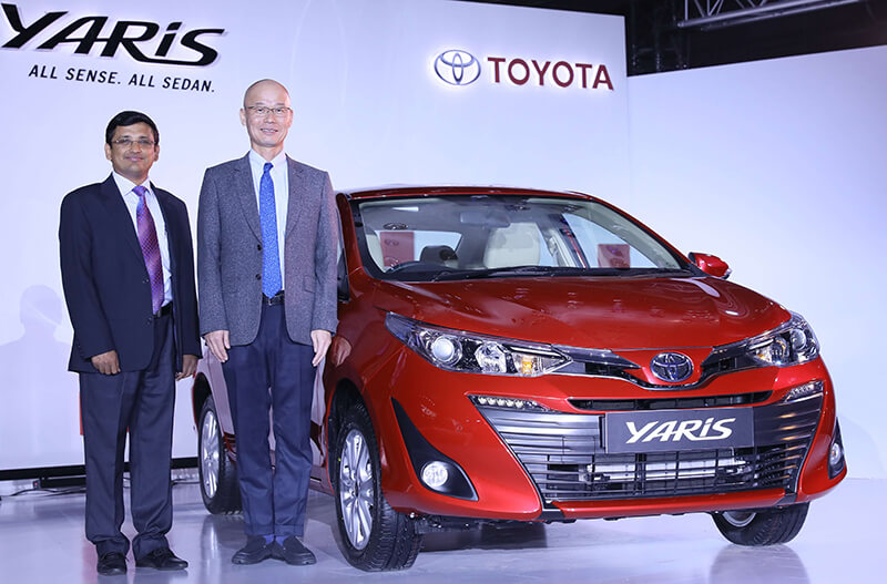 (L to R) Senthil Kendai, General Manager, Toyota Kirloskar Motor and Akito Tachibana, Managing Director, Toyota Kirloskar Motor at the launch of Toyota Yaris in Bengaluru.