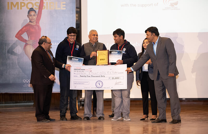Winners - Somesh Kar and Pulkit Garg from Delhi Public School, RK Puram at the Toyota Hackathon, New Delhi