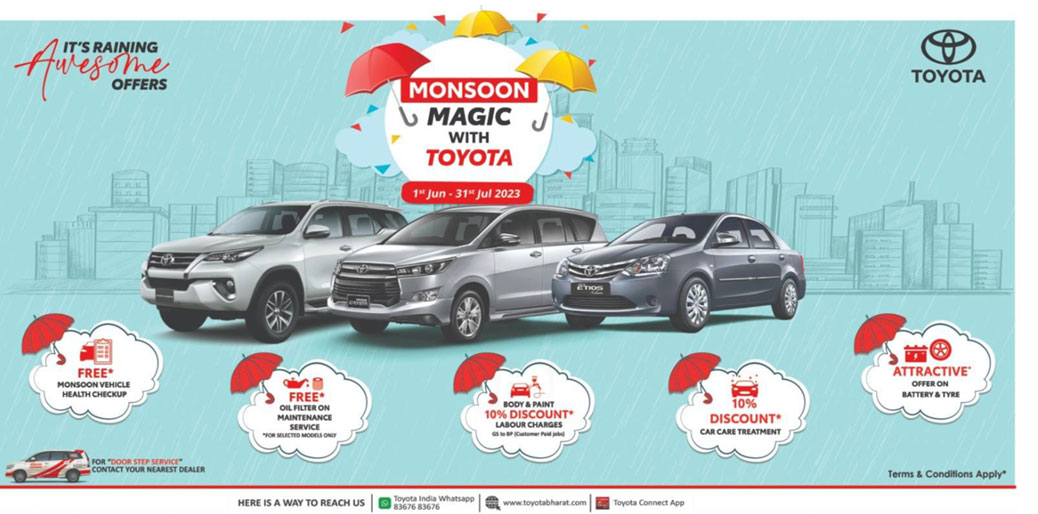 Toyota Kirloskar Motor Announces ‘Monsoon Magic” Campaign in the Western Region